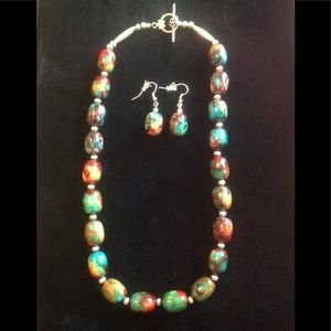 Women's hand made in Africa Necklace and earrings